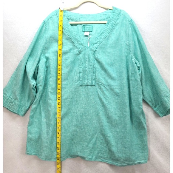 Sigrid Olsen Linen Blend Top Blouse NWT Sz 2X Cruise Resort Wear Pullover Tunic - Picture 8 of 12